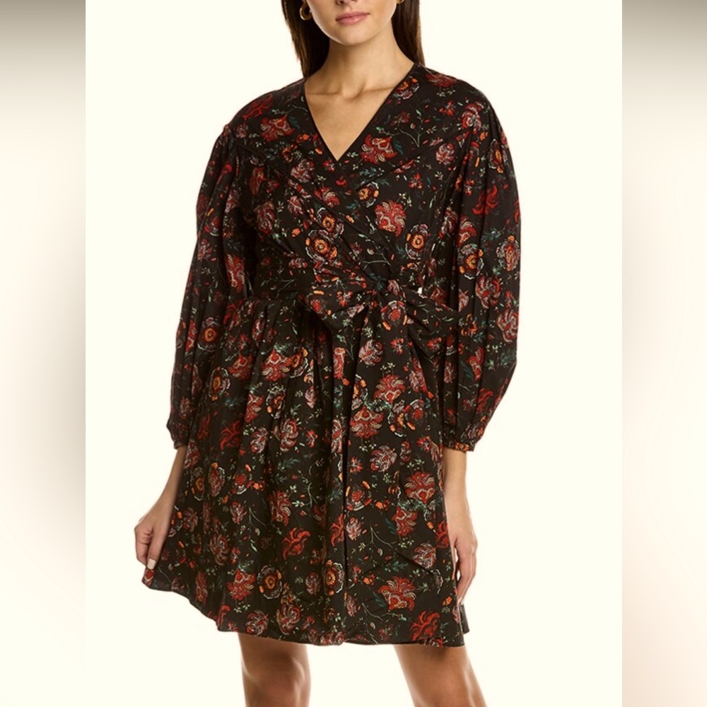 DIANE VON FURSTENBERG WRAP DRESS  SIZE: 8    MED. BLACK FLORAL   **NWT**